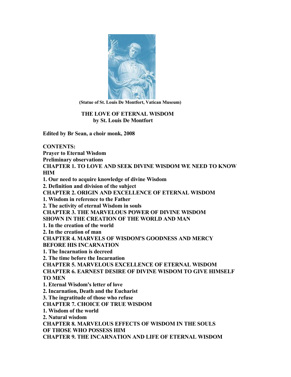 St. Louis De Montfort - The Love of Eternal Wisdom cover