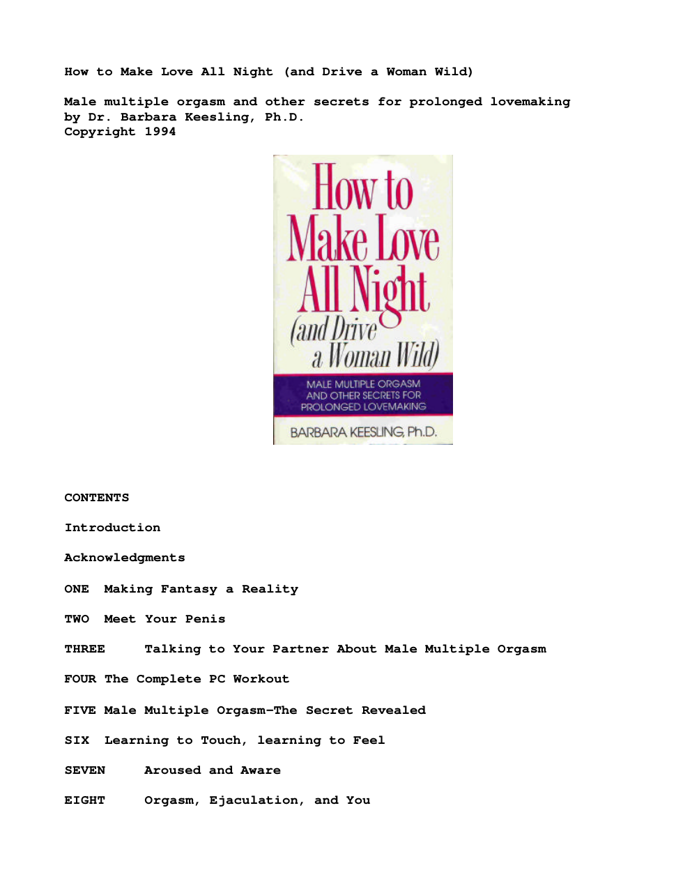 How to Make Love All Night (and Drive a Woman Wild) cover