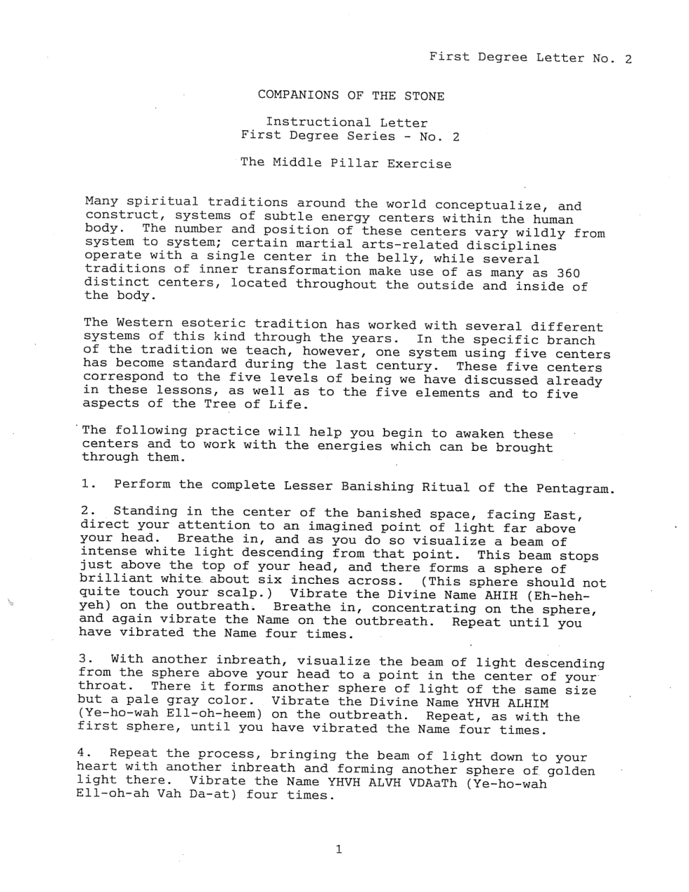 Instructional Letter 2 - First Degree cover
