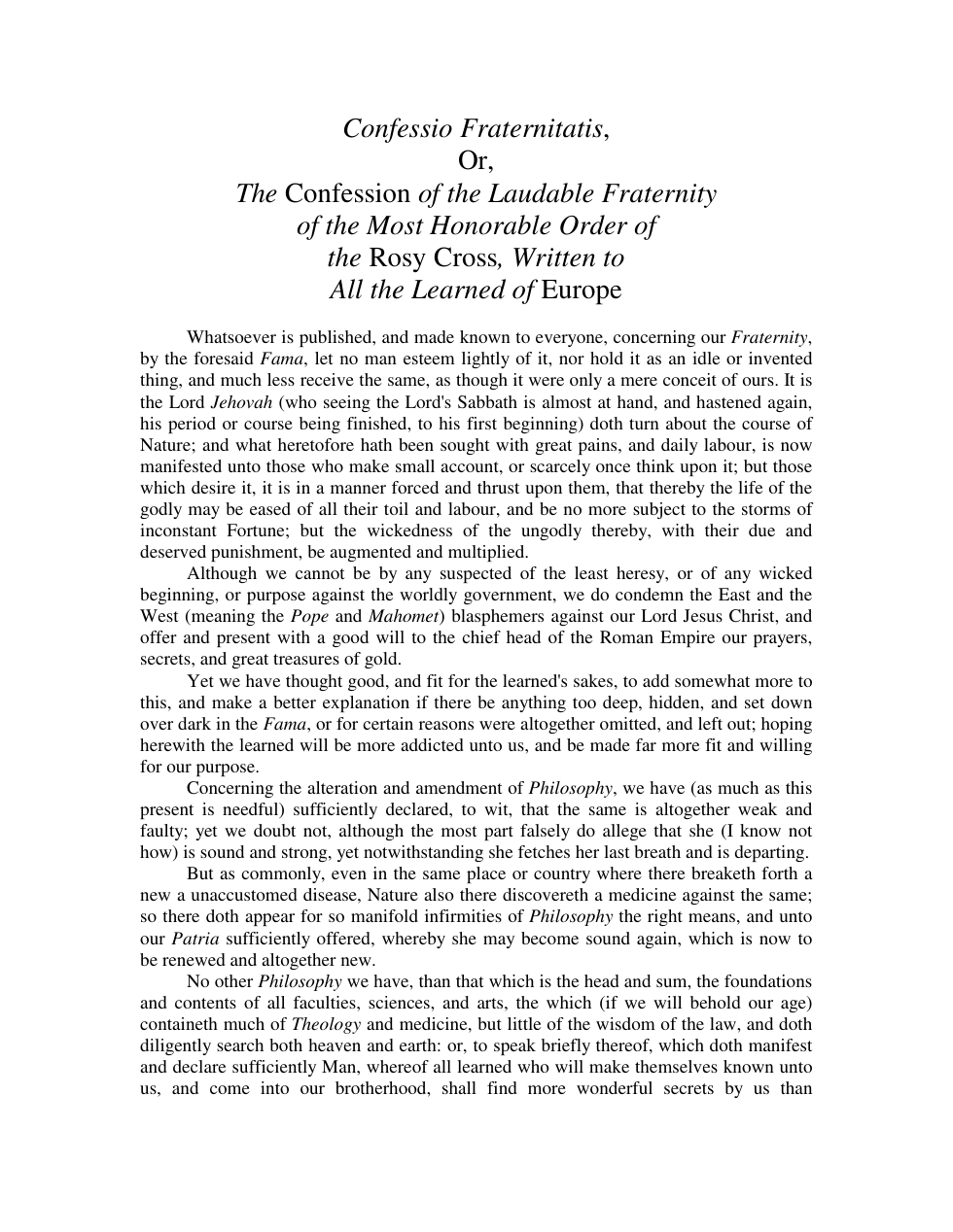Confessio Fraternitas cover