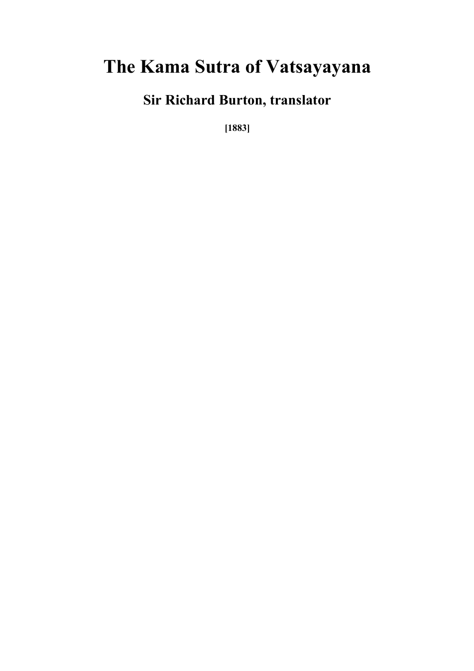 Kama Sutra of Vatsayayana - Sir R Burton (trans) cover