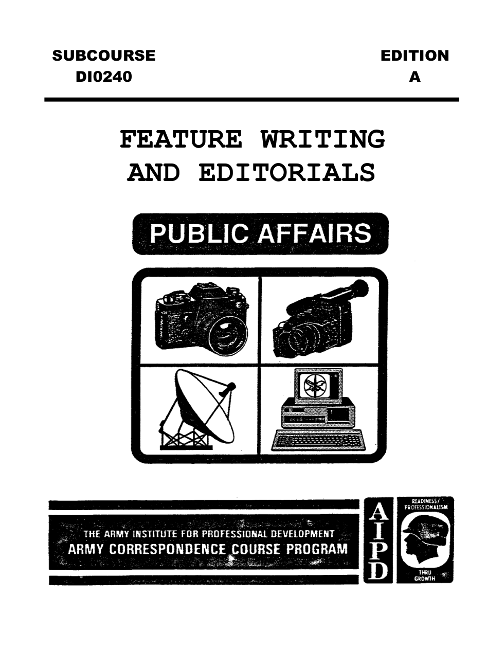 ARMY Journalist - Feature Writing,Editorials 1993 57pgs cover
