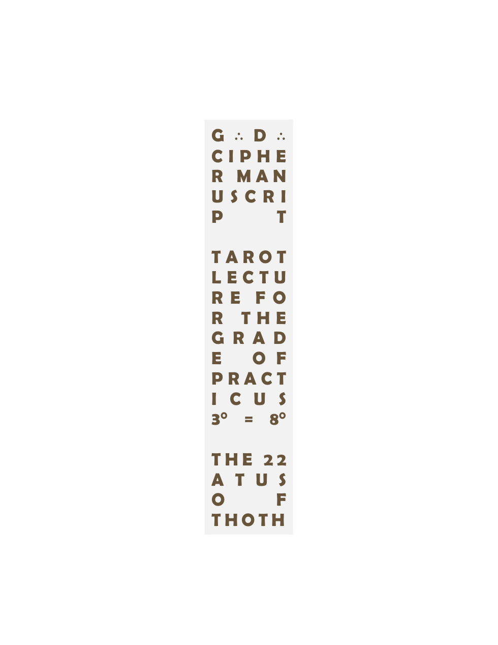 Cipher Manuscript Tarot Lecture (Noct Press) cover