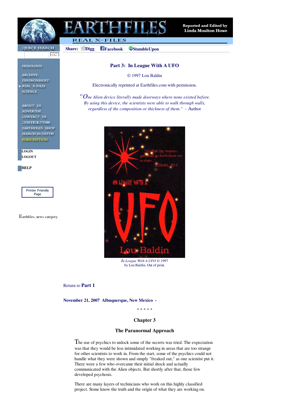 11 21 2007 Part 3 In League With A UFO cover
