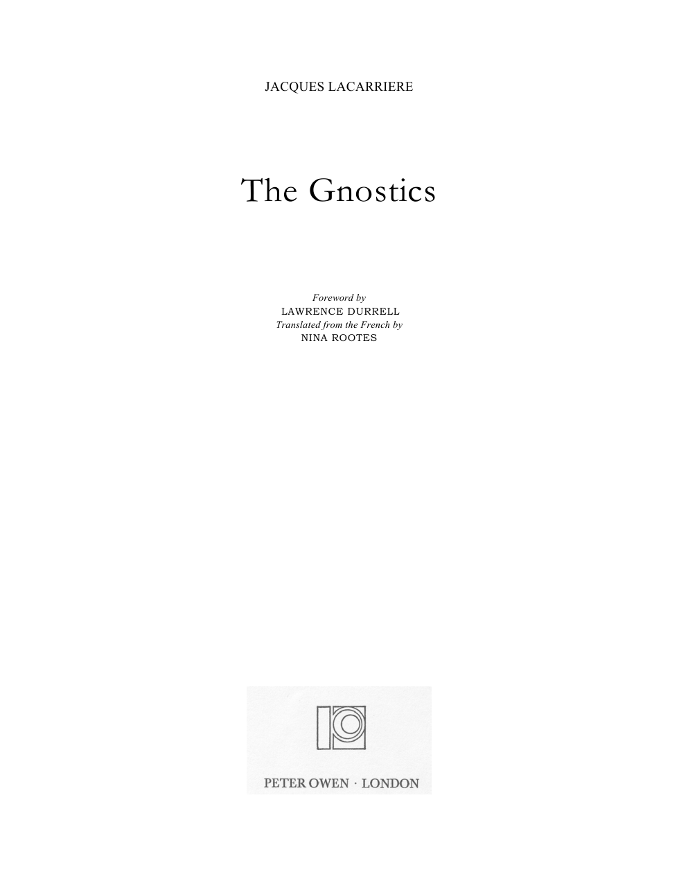 Jacques Lacarrière - The Gnostics - 1977 cover