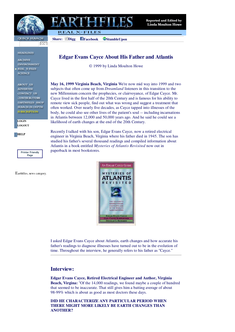 05 16 1999 Edgar Evans Cayce About His Father and Atlantis cover