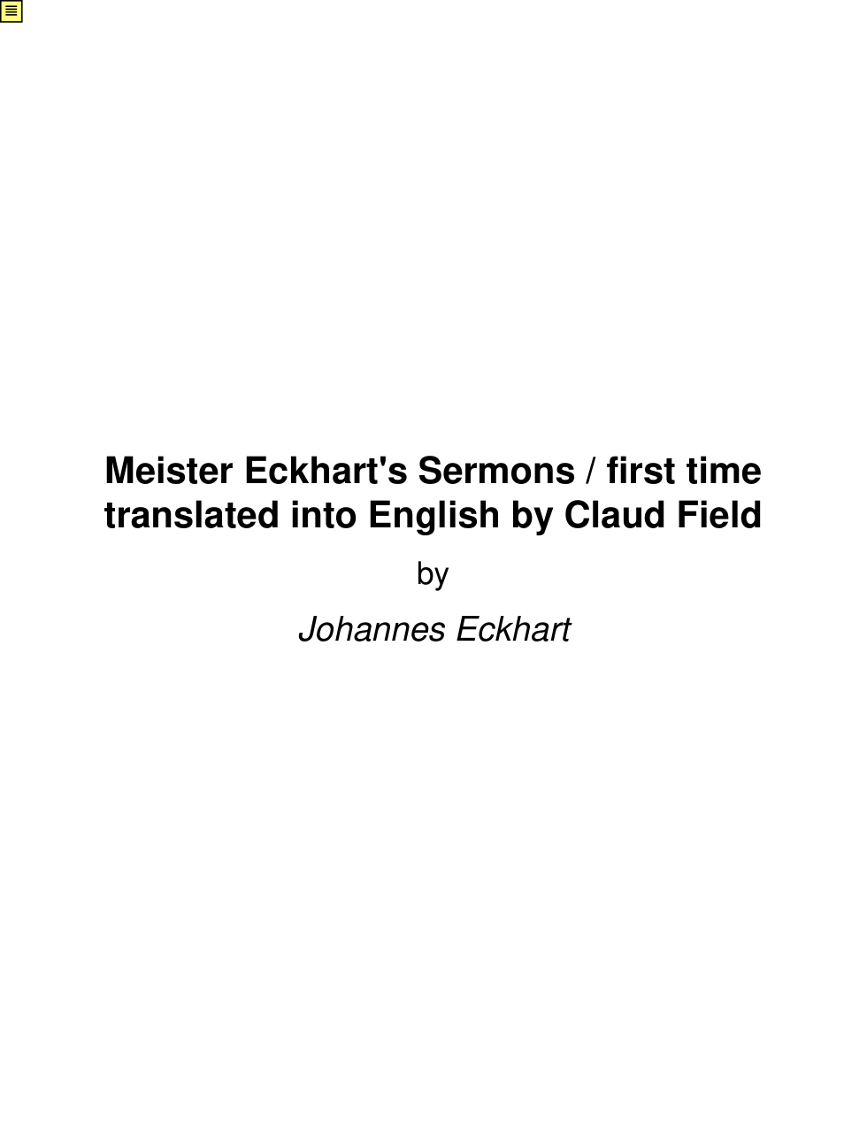 Meister Eckhart's Sermons cover