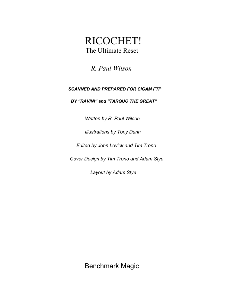R. Paul Wilson - Ricochet(1) cover