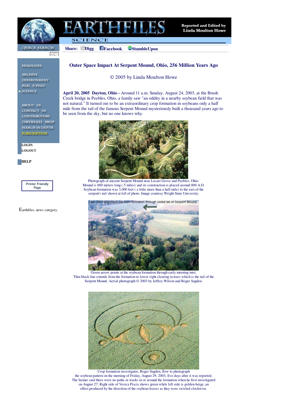 04 20 2005 Outer Space Impact At Serpent Mound, Ohio, 256 Million Years Ago cover