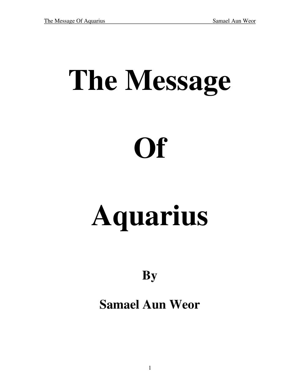 Samael Aun Weor - The Message of Aquarius cover