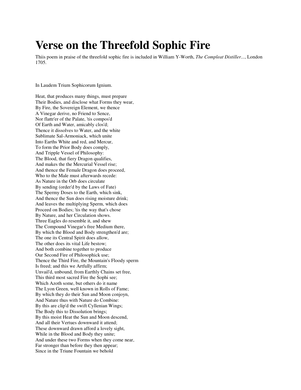 Verse on the Threefold Sophic Fire cover