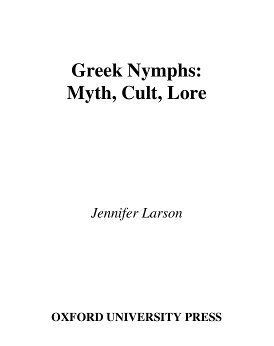 Greek Nymphs Myth, Cult, Lore cover