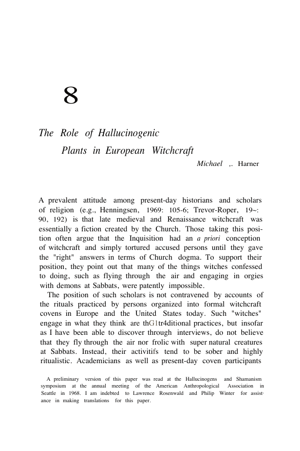 The Role of Hallucinogenic Plants in European Witchcraft cover