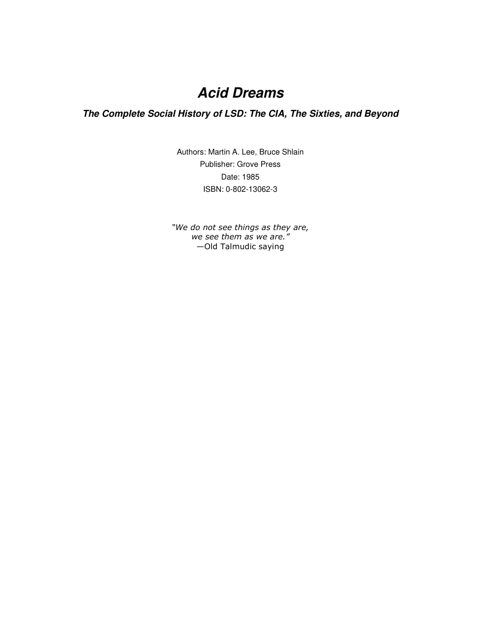 Acid Dreams cover