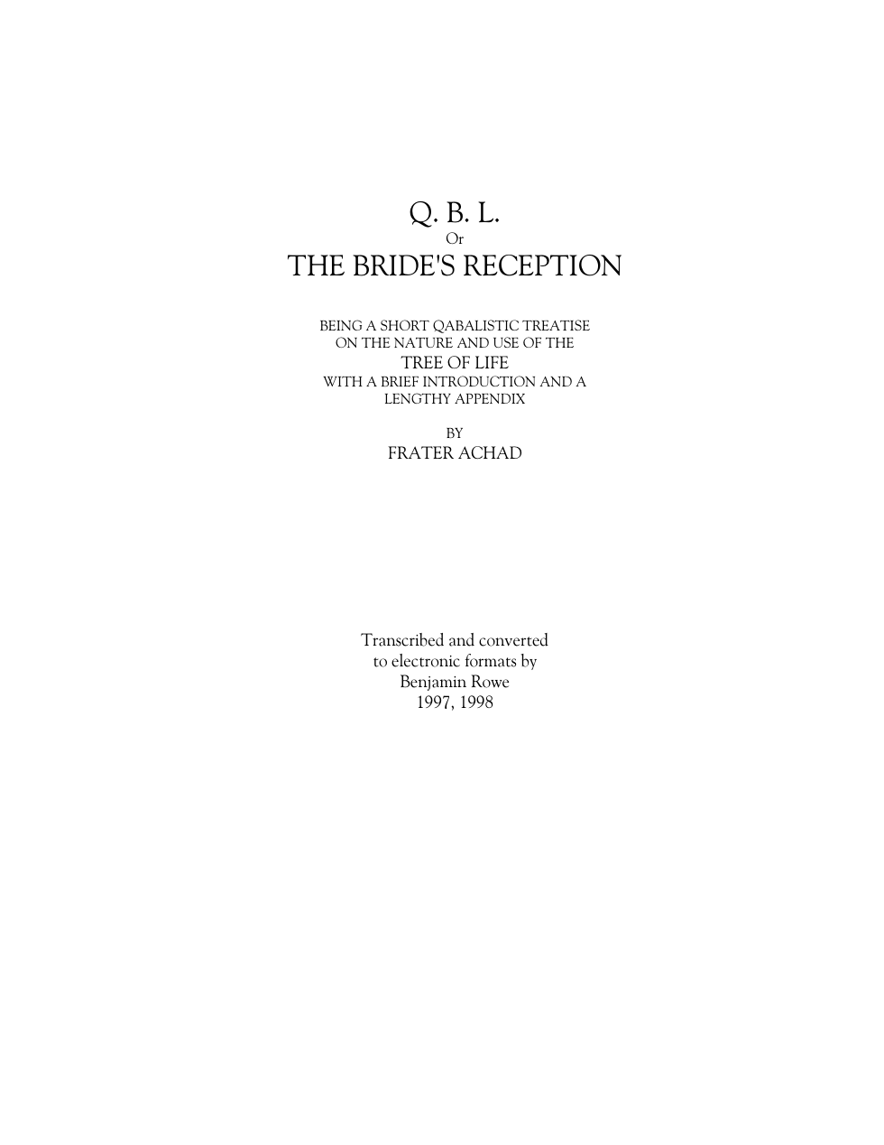 Bride's Reception cover