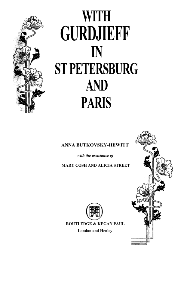 Anna Butkowsky with Gurdjieff in St Petersburg cover