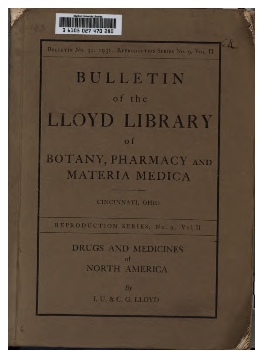 Drugs and medicines of North America Vol 2 - J. Lloyd 1887 cover