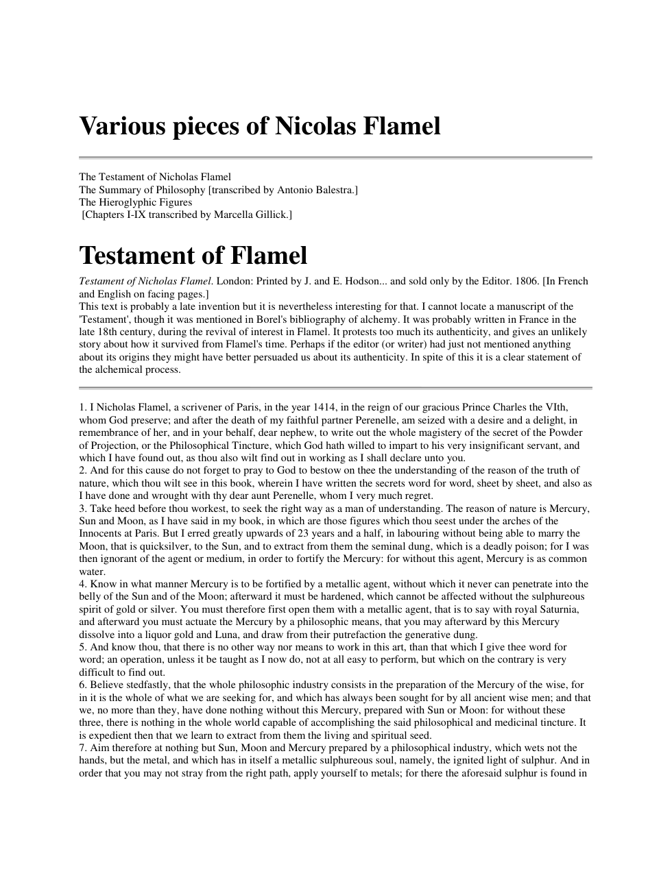 Some pieces of Nicolas Flammel cover