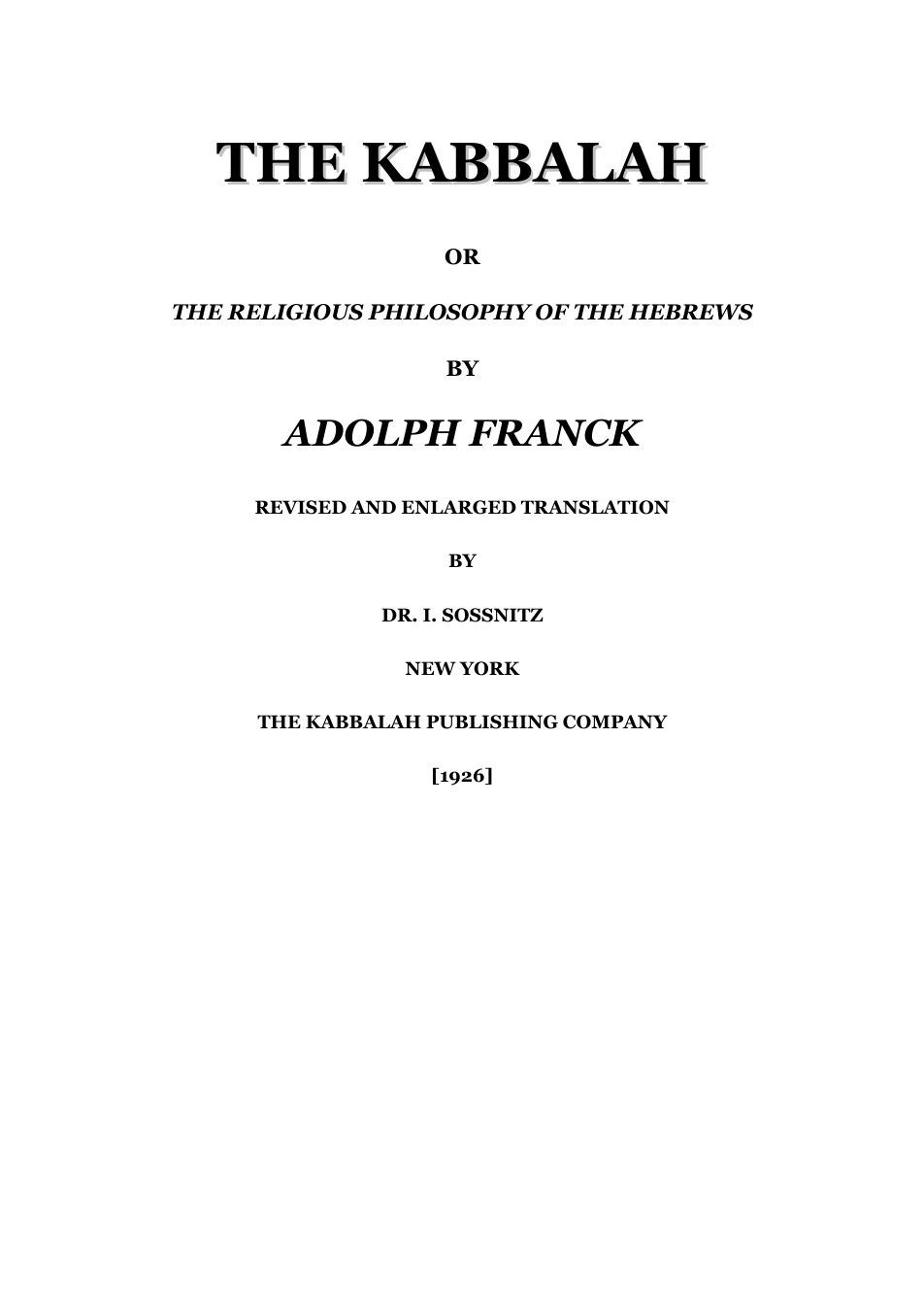 The Kabbalah - A Franck cover