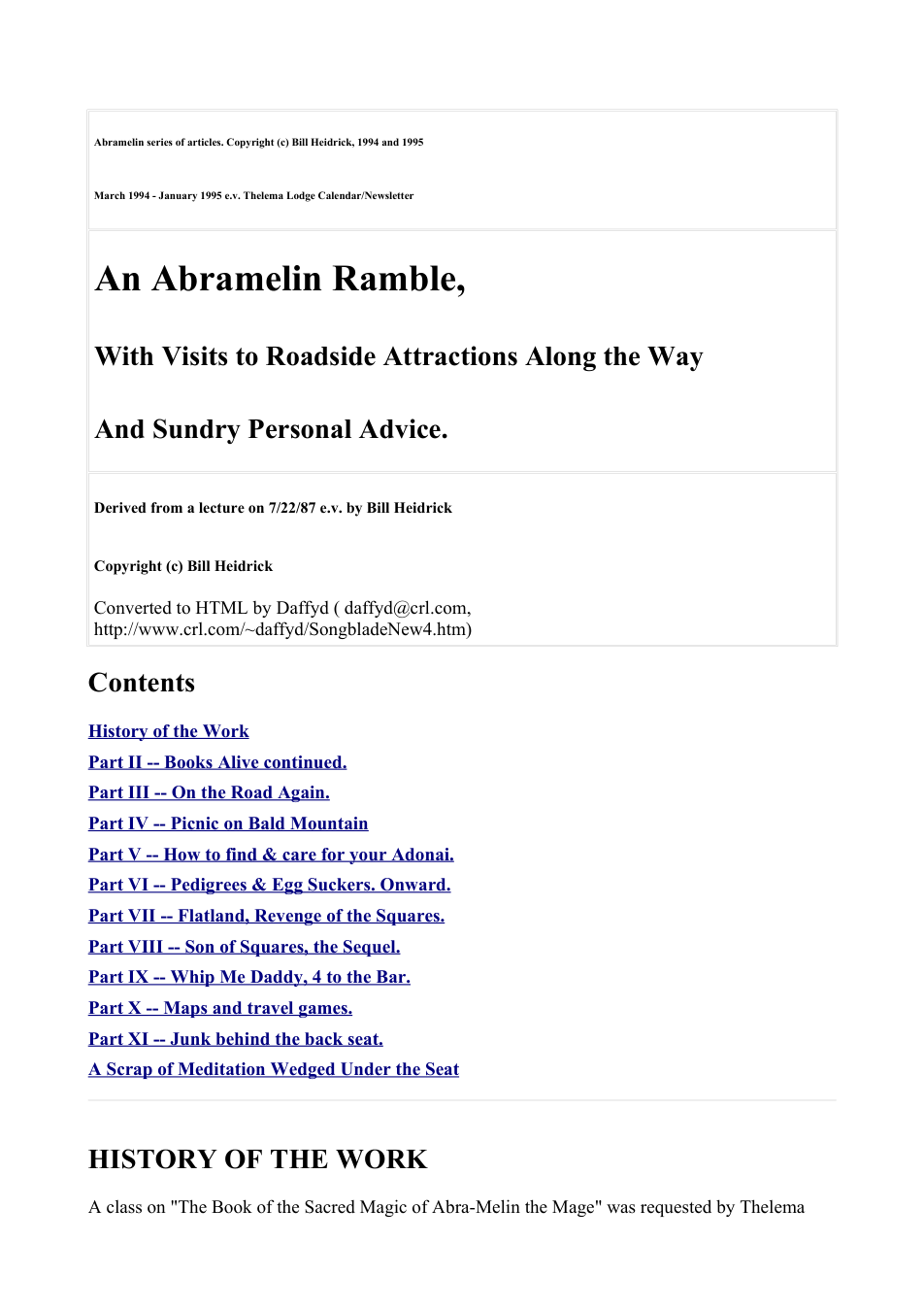 An Abramelin Ramble cover
