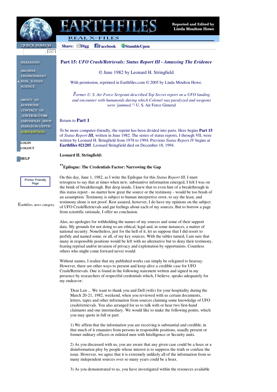 07 05 2005 Part 15 UFO Crash Retrievals Status Report III - Amassing The Evidence cover