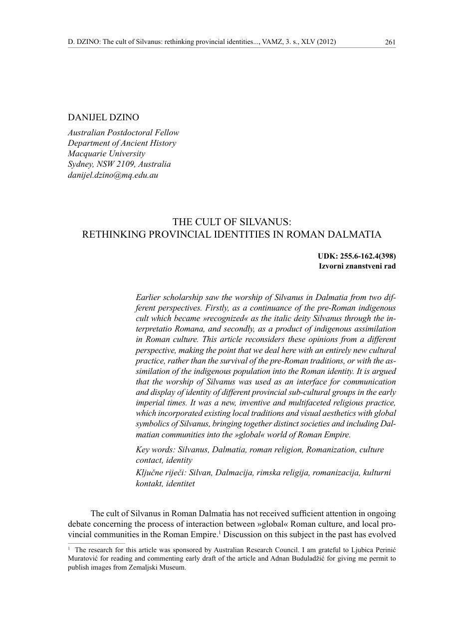 THE CULT OF SILVANUS RETHINKING PROVINCIAL IDENTITIES IN ROMAN DALMATIA cover