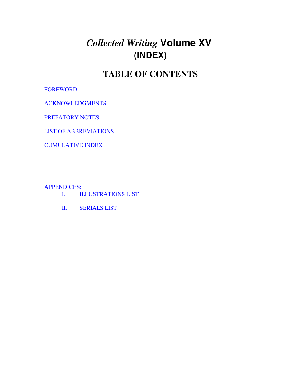 H P Blavatsky - Collected Writings Volume XV (Index) cover