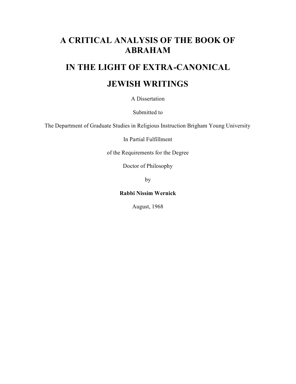 Critical Analysis of the Book of Abraham cover