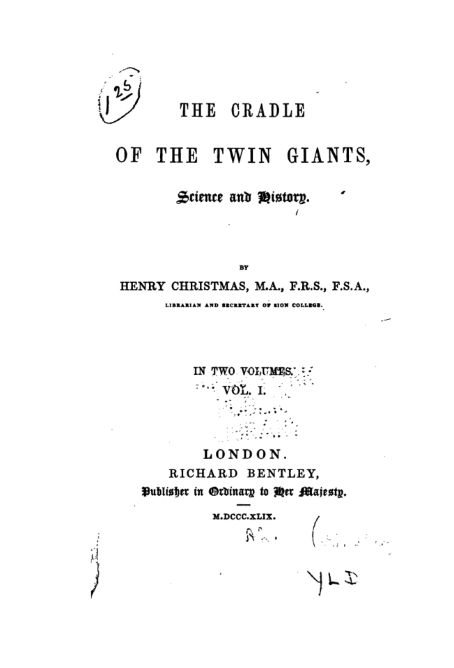 The Cradle Of The Twin Giants, Science And History(1849) cover
