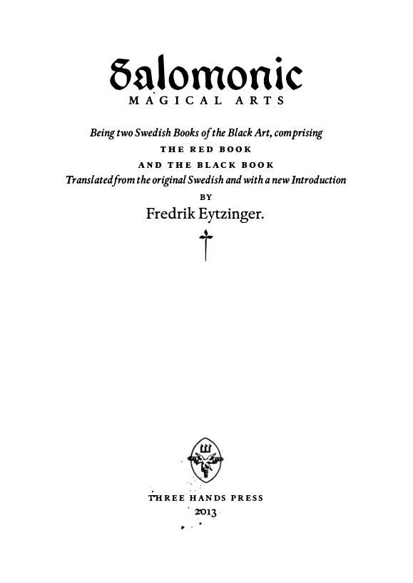 Eytzinger - Salomonic Magical Arts cover