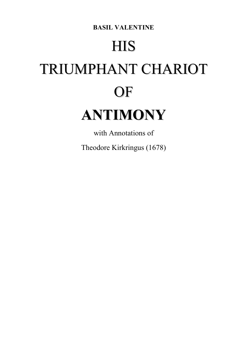 Triumphal Chariot of Antimony - B Valentine cover