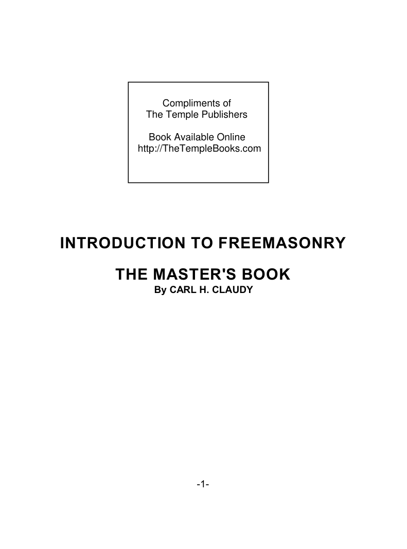 Claudy - Freemason Master Handbook cover