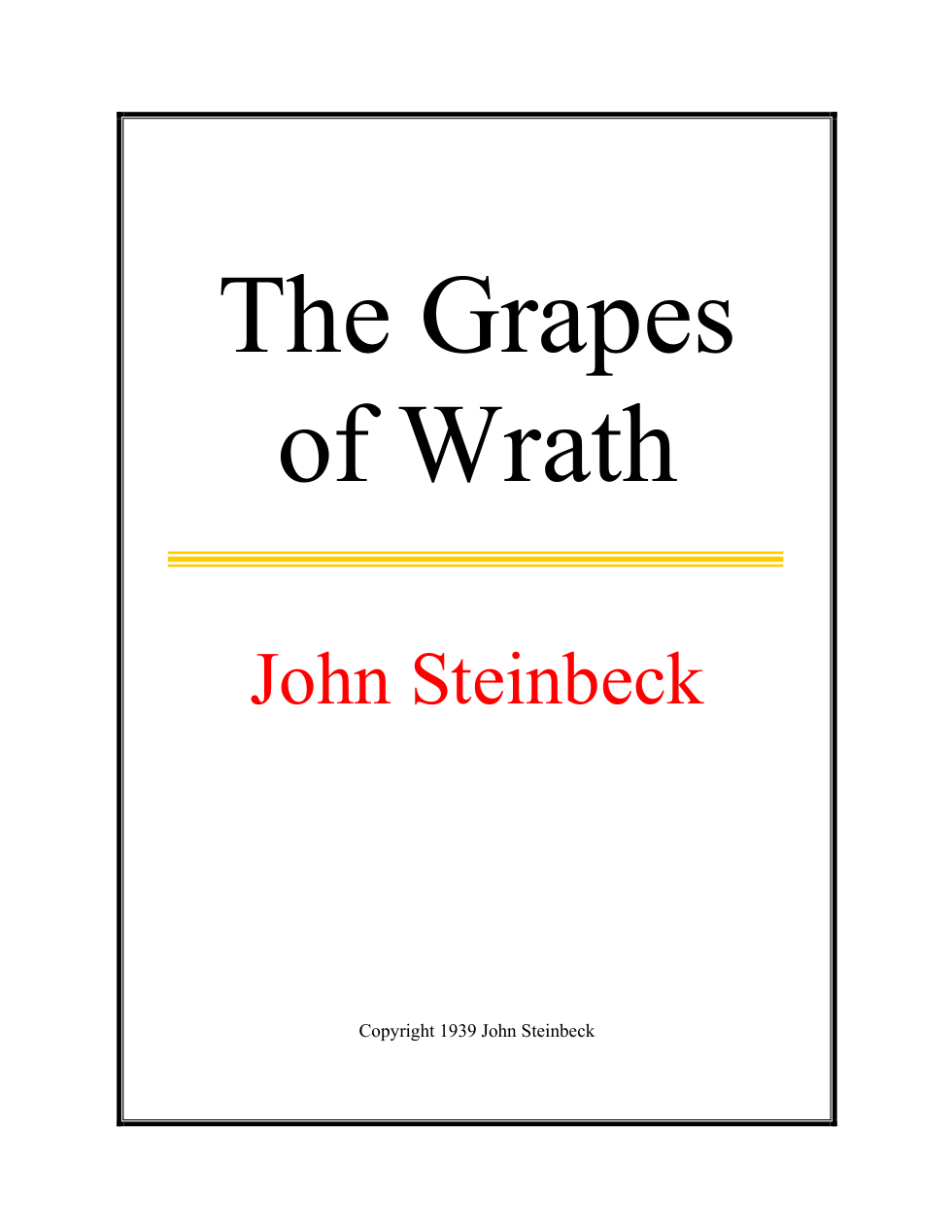 The Grapes Of Wrath - John Steinbeck cover