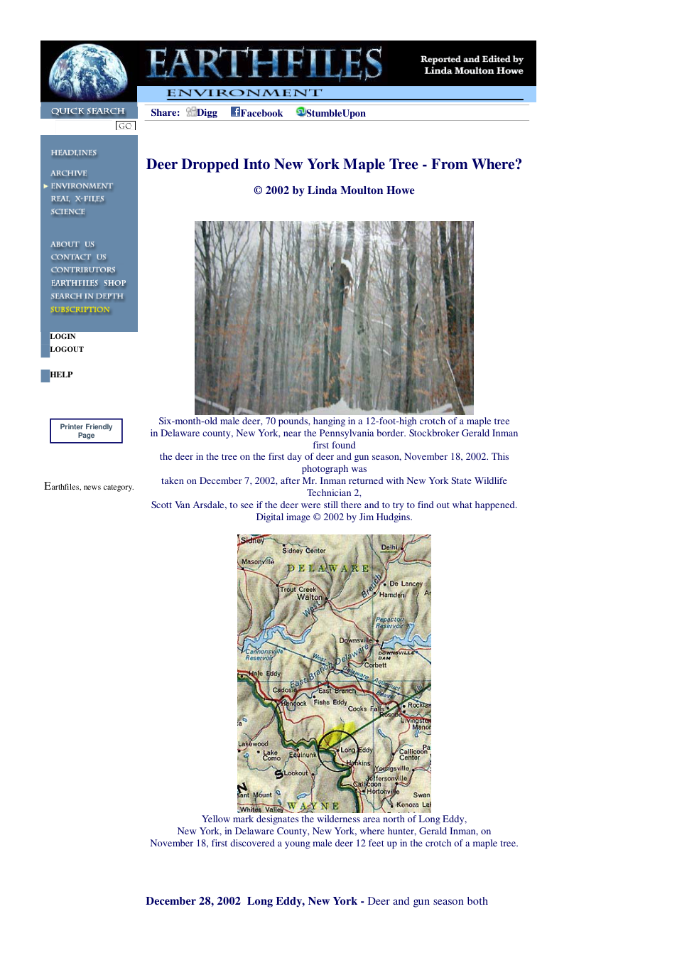 12 31 2002 Deer Dropped Into New York Maple Tree - From Where cover