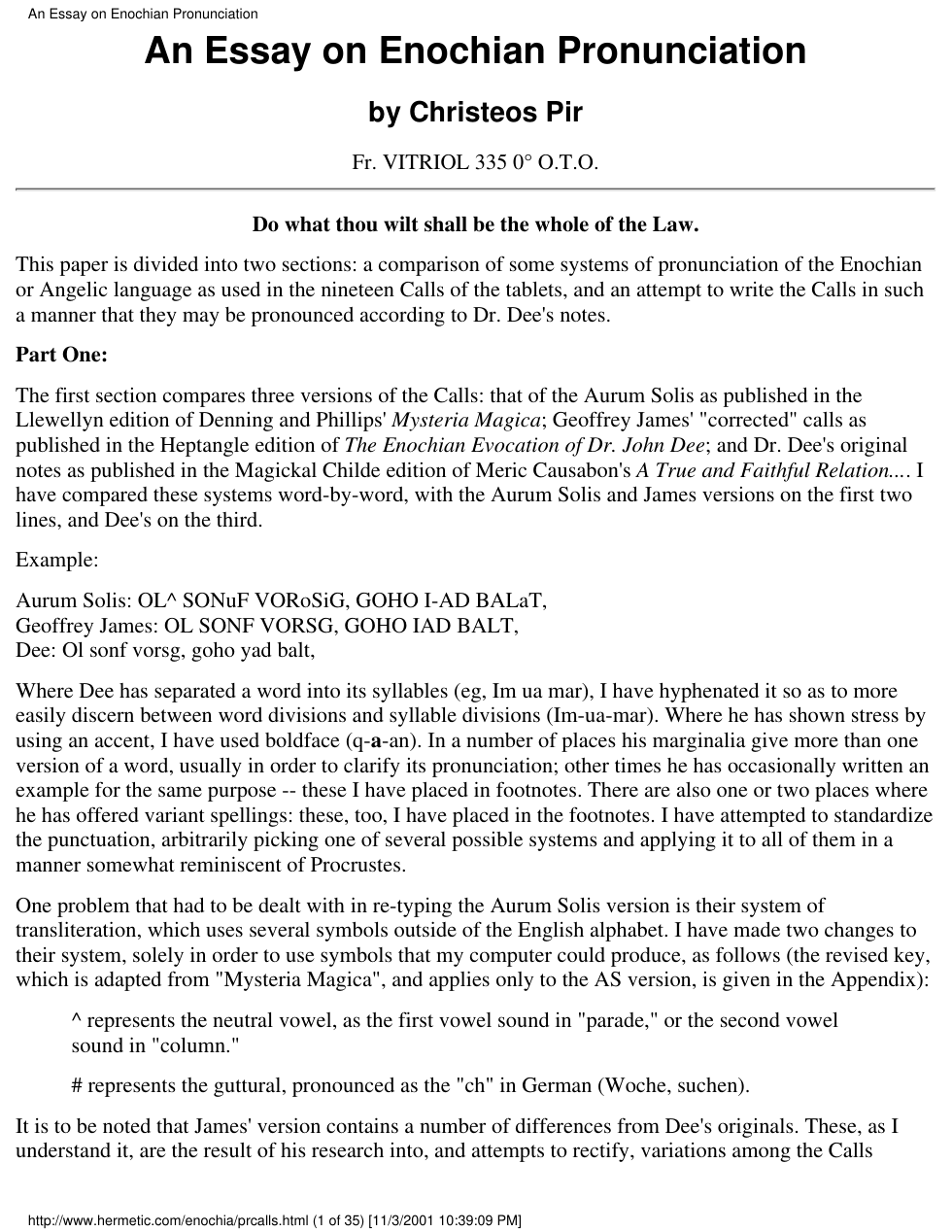 An Essay on Enochian Pronunciation cover