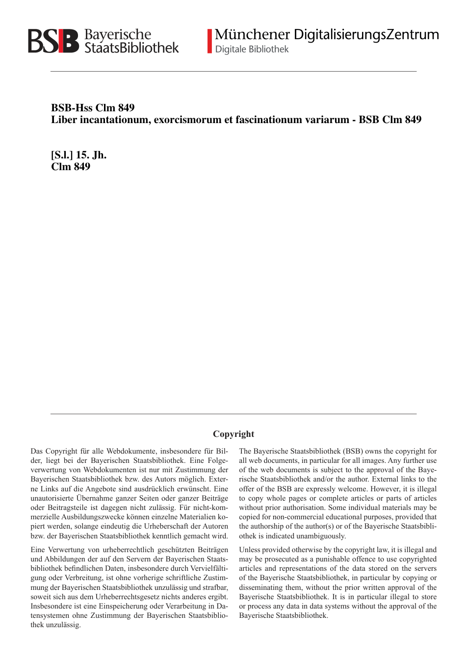 Munich Manual clm 849 cover