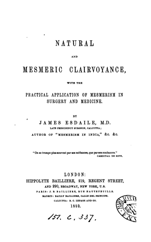 Natural & Mesmeric Clairvoyance - J Esdaile cover
