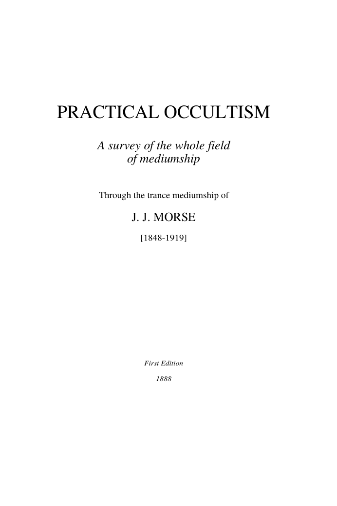 Practical Occultism - J Morse cover