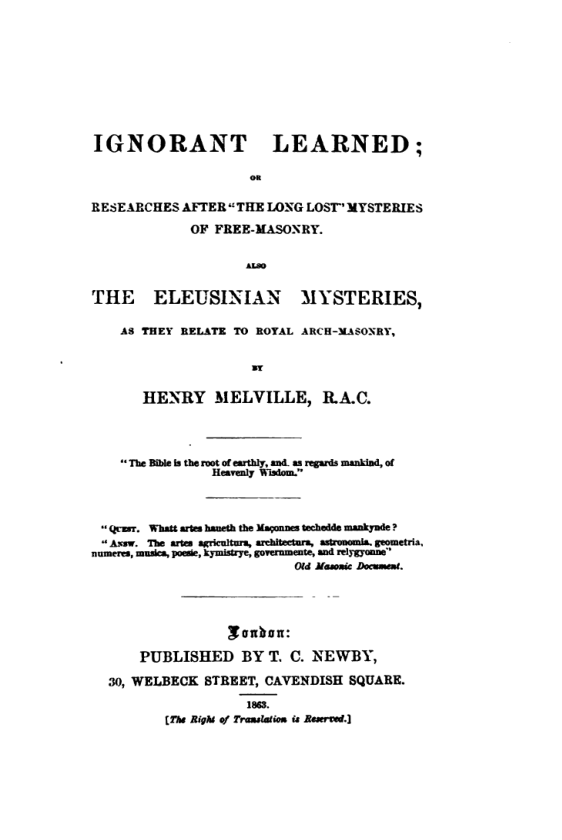 Ignorant Learned - H Melville cover