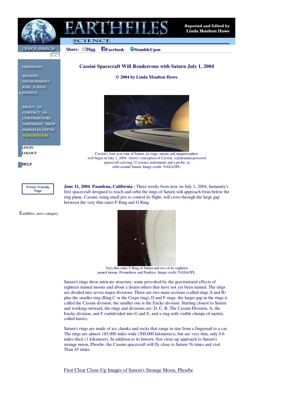 06 11 2004 Cassini Spacecraft Will Rendezvous with Saturn July 1, 2004 cover