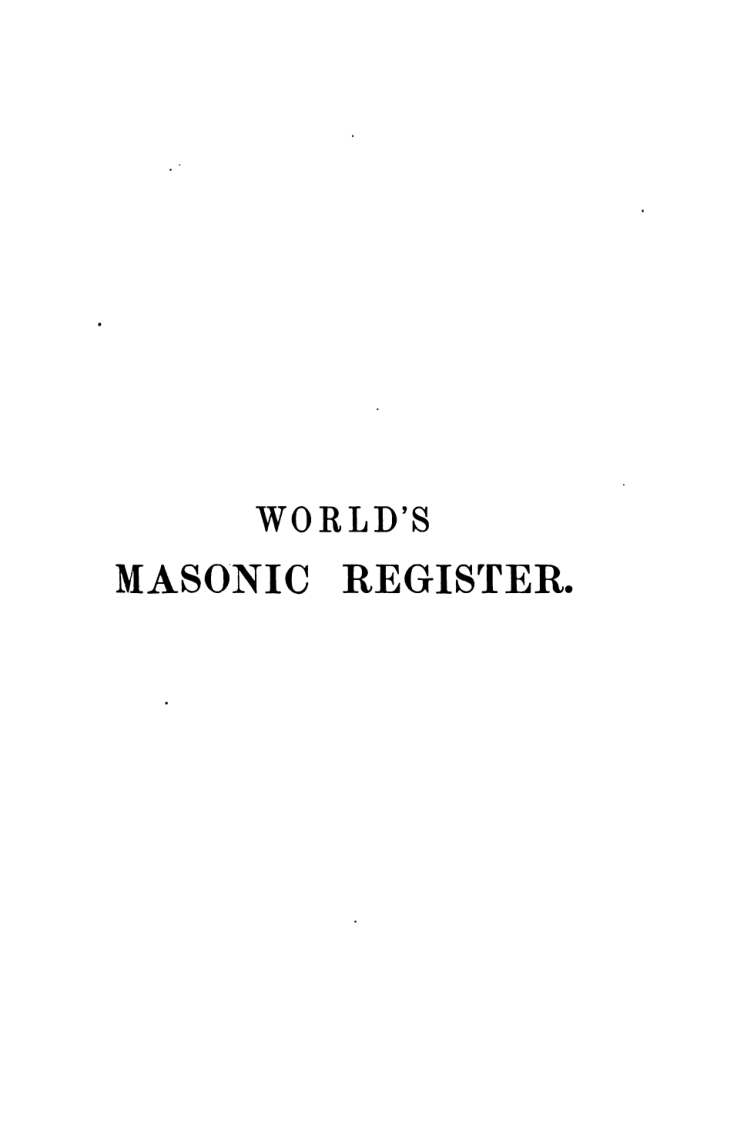 World's Masonic Register - L. Hyneman 1860 cover
