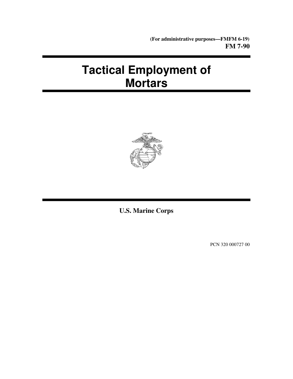 FMFM 6-19 Tactical Employment of Mortars cover