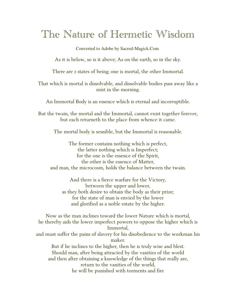 Nature of Hermetic Wisdom cover