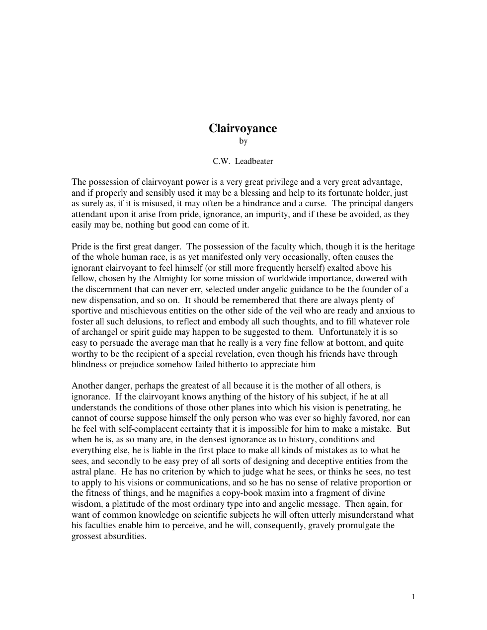 Clairvoyance cover