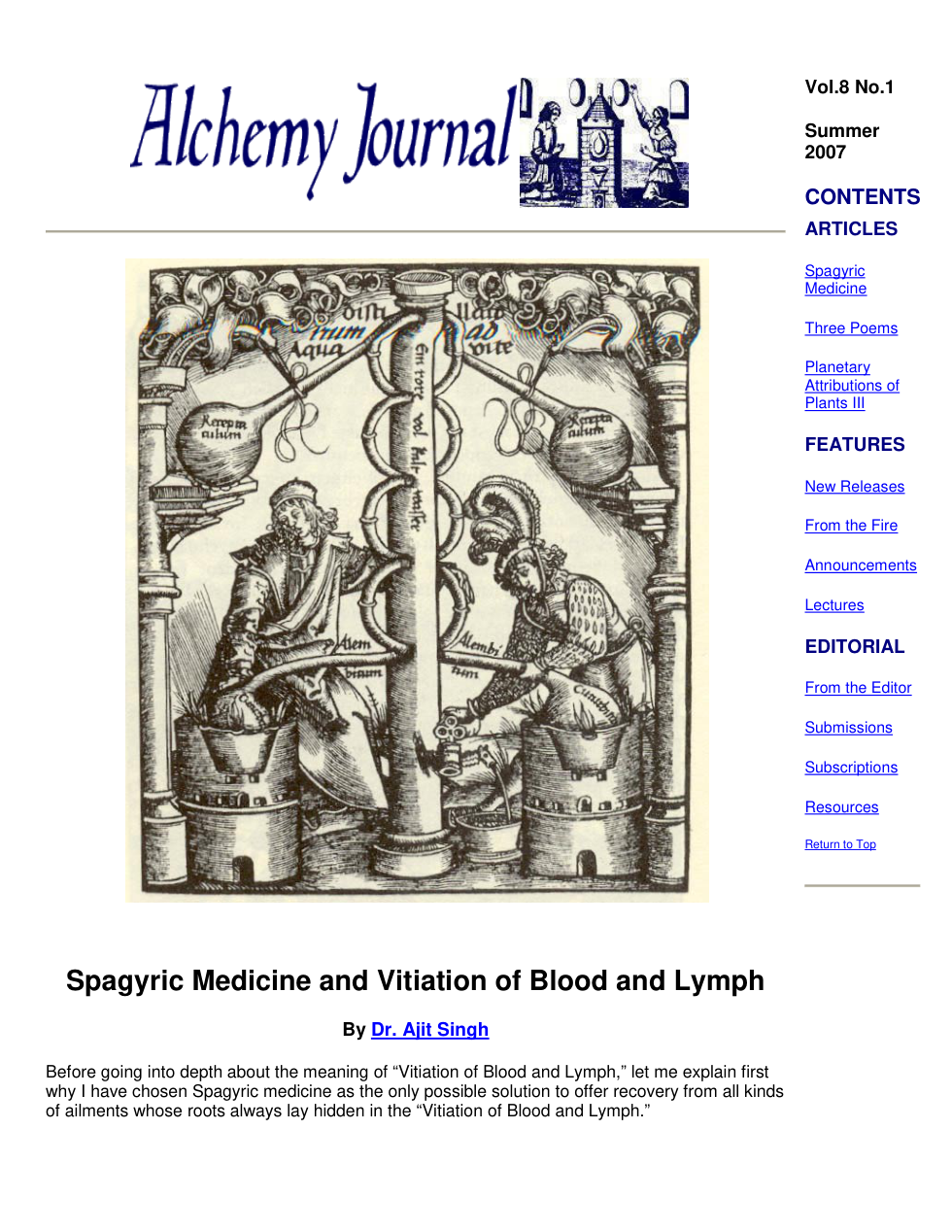 Alchemy Journal Vol.8 No.1 cover