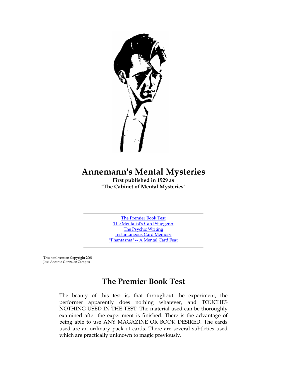 Annemann - Mental Mysteries cover