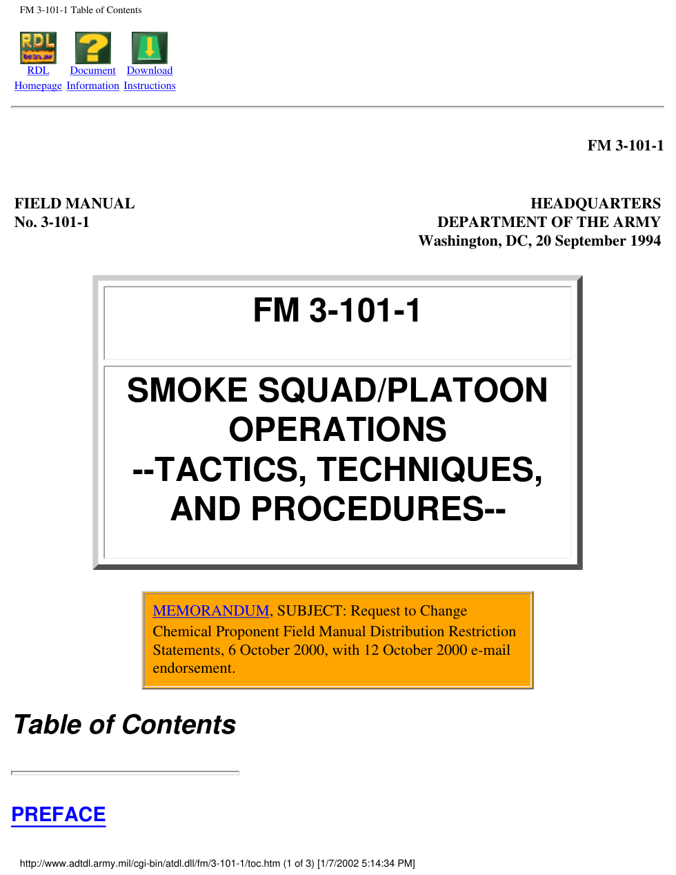 ARMY Smoke Squad - Platoon Operations 1994 207 pages cover