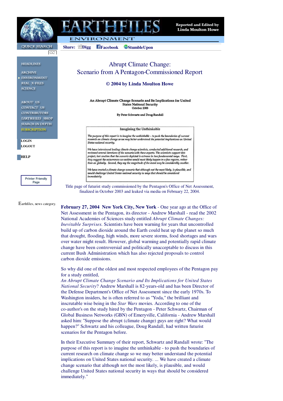 02 27 2004 Abrupt Climate Change Scenario from A Pentagon-Commissioned Report cover