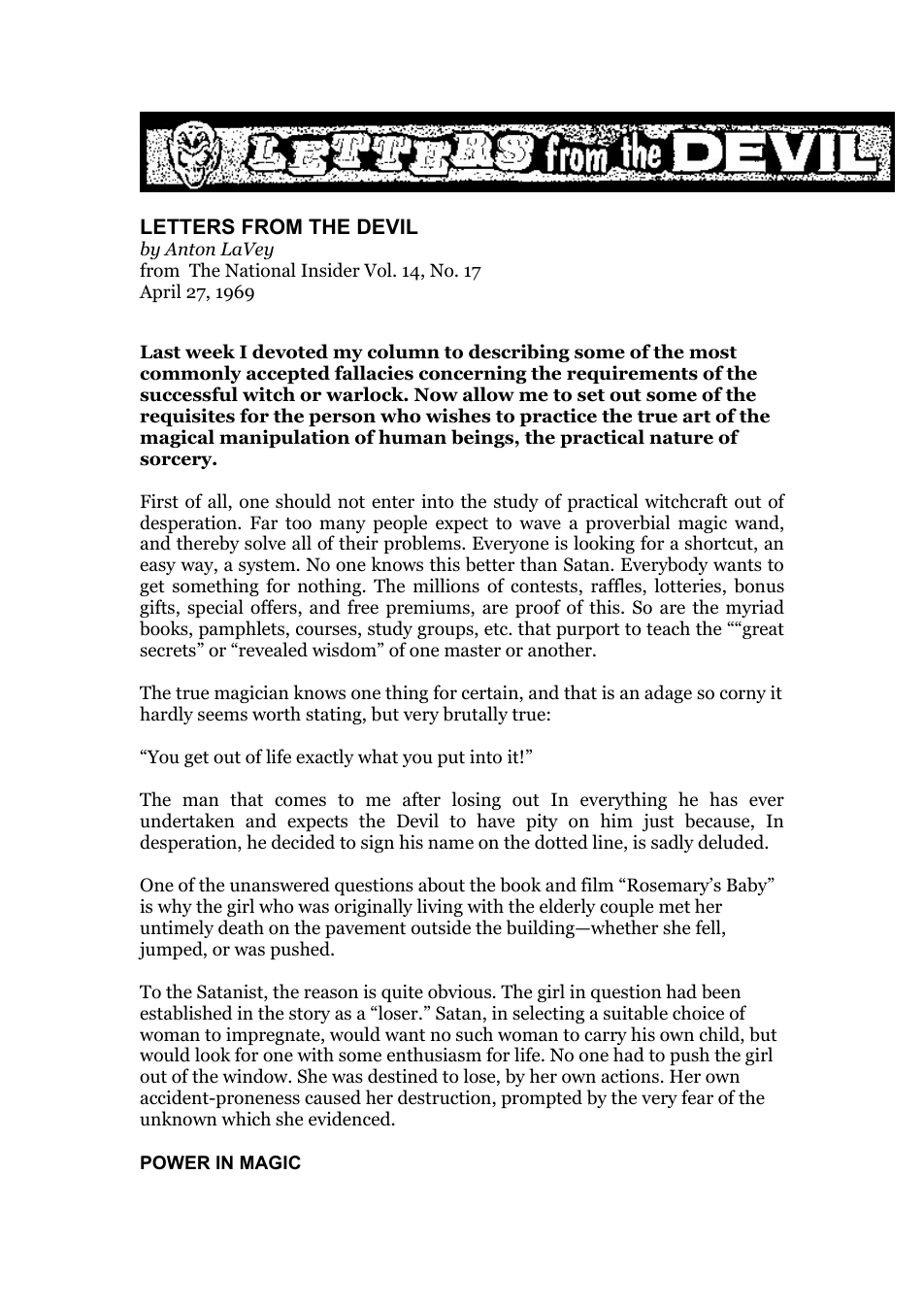 LETTERS FROM THE DEVIL cover