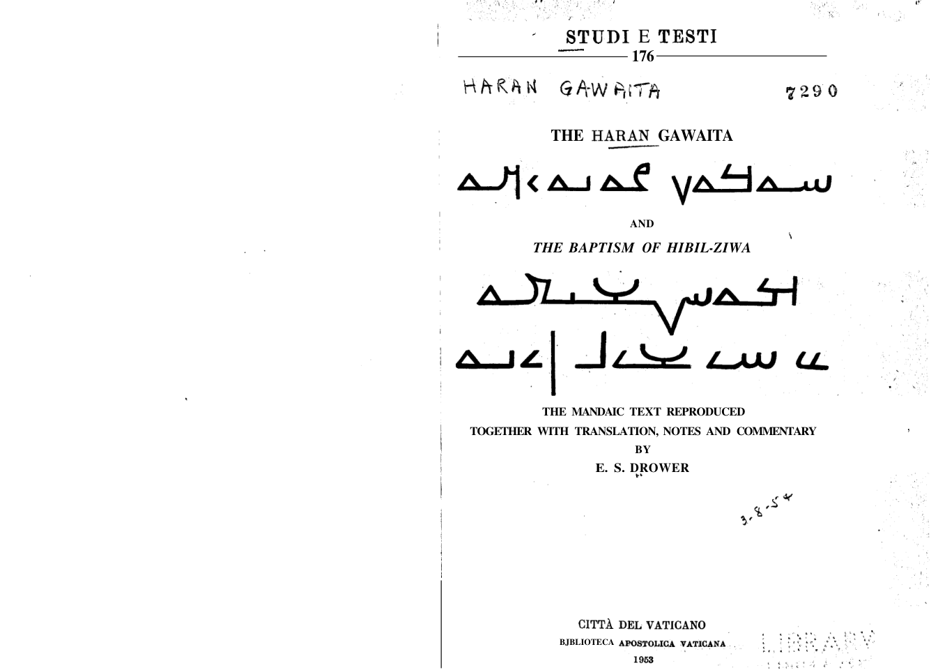 The Haran Gawaita and The Baptism of Hibil Ziwa Drower translation cover